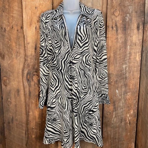 ABS by Allen Schwartz Vintage Zebra Print Shift Dress - Size 6 - Picture 4 of 15